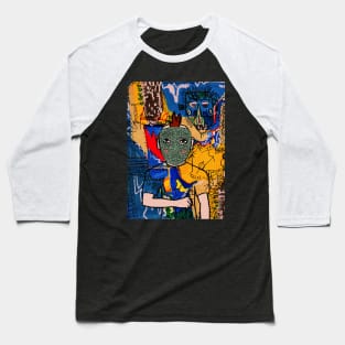 Immerse in Street Art - A MaleMask NFT with DoodleEye Color and Street Art Background Baseball T-Shirt
